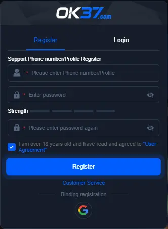ok37 game register