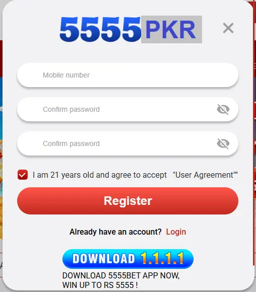 5555 pkr register game image